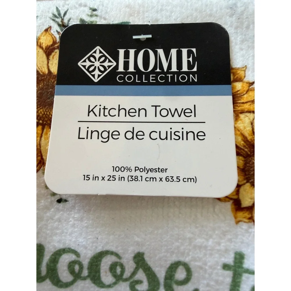 Home Collection 3pc Kitchen Set Sunflower Bee Oven Mitt Pot Holder Towel Green